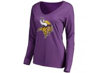 Women Minnesota Vikings Pro Line Primary Team Logo Slim Fit Long Sleeve T-Shirt Purple