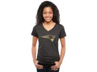 Women New England Patriots Pro Line Black Gold Collection V-Neck Tri-Blend T-Shirt