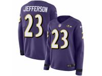 Women Nike Baltimore Ravens #23 Tony Jefferson Limited Purple Therma Long Sleeve NFL Jersey