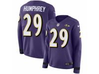Women Nike Baltimore Ravens #29 Marlon Humphrey Limited Purple Therma Long Sleeve NFL Jersey