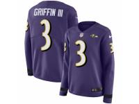 Women Nike Baltimore Ravens #3 Robert Griffin III Limited Purple Therma Long Sleeve NFL Jersey