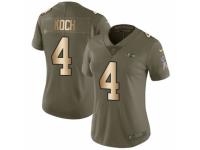 Women Nike Baltimore Ravens #4 Sam Koch Limited Olive/Gold Salute to Service NFL Jersey