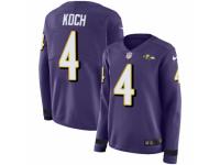 Women Nike Baltimore Ravens #4 Sam Koch Limited Purple Therma Long Sleeve NFL Jersey