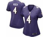 Women Nike Baltimore Ravens #4 Sam Koch Purple Team Color NFL Jersey
