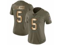 Women Nike Baltimore Ravens #5 Joe Flacco Limited Olive/Gold Salute to Service NFL Jersey