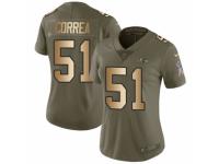 Women Nike Baltimore Ravens #51 Kamalei Correa Limited Olive/Gold Salute to Service NFL Jersey