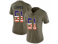 Women Nike Baltimore Ravens #51 Kamalei Correa Limited Olive/USA Flag Salute to Service NFL Jersey