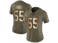 Women Nike Baltimore Ravens #55 Terrell Suggs Limited Olive/Gold Salute to Service NFL Jersey