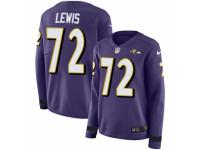 Women Nike Baltimore Ravens #72 Alex Lewis Limited Purple Therma Long Sleeve NFL Jersey