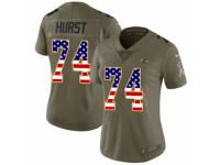 Women Nike Baltimore Ravens #74 James Hurst Limited Olive/USA Flag Salute to Service NFL Jersey