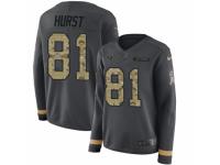 Women Nike Baltimore Ravens #81 Hayden Hurst Limited Black Salute to Service Therma Long Sleeve NFL Jersey