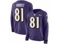 Women Nike Baltimore Ravens #81 Hayden Hurst Limited Purple Therma Long Sleeve NFL Jersey