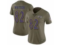 Women Nike Baltimore Ravens #82 Benjamin Watson Limited Olive 2017 Salute to Service NFL Jersey