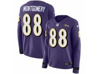 Women Nike Baltimore Ravens #88 Ty Montgomery Limited Purple Therma Long Sleeve NFL Jersey