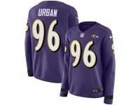 Women Nike Baltimore Ravens #96 Brent Urban Limited Purple Therma Long Sleeve NFL Jersey