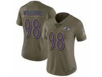 Women Nike Baltimore Ravens #98 Brandon Williams Limited Olive 2017 Salute to Service NFL Jersey