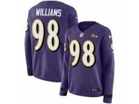 Women Nike Baltimore Ravens #98 Brandon Williams Limited Purple Therma Long Sleeve NFL Jersey