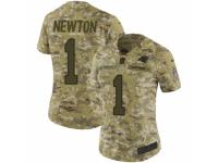 Women Nike Carolina Panthers #1 Cam Newton Limited Camo 2018 Salute to Service NFL Jersey