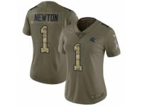 Women Nike Carolina Panthers #1 Cam Newton Limited Olive/Camo 2017 Salute to Service NFL Jersey