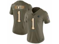 Women Nike Carolina Panthers #1 Cam Newton Limited Olive/Gold 2017 Salute to Service NFL Jersey