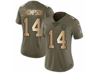 Women Nike Chicago Bears #14 Deonte Thompson Limited Olive/Gold Salute to Service NFL Jersey