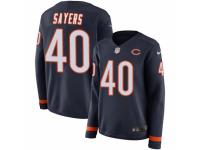 Women Nike Chicago Bears #40 Gale Sayers Limited Navy Blue Therma Long Sleeve NFL Jersey