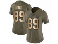 Women Nike Chicago Bears #89 Mike Ditka Limited Olive/Gold Salute to Service NFL Jersey