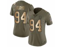 Women Nike Chicago Bears #94 Leonard Floyd Limited Olive/Gold Salute to Service NFL Jersey