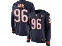 Women Nike Chicago Bears #96 Akiem Hicks Limited Navy Blue Therma Long Sleeve NFL Jersey