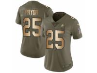 Women Nike Cleveland Browns #25 Calvin Pryor Limited Olive/Gold 2017 Salute to Service NFL Jersey