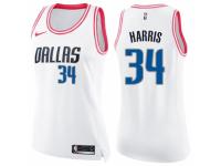 Women Nike Dallas Mavericks #34 Devin Harris Swingman White/Pink Fashion NBA Jersey
