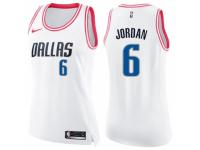 Women Nike Dallas Mavericks #6 DeAndre Jordan Swingman White-Pink Fashion NBA Jersey