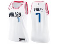 Women Nike Dallas Mavericks #7 Dwight Powell Swingman White-Pink Fashion NBA Jersey