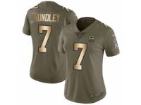 Women Nike Green Bay Packers #7 Brett Hundley Limited Olive/Gold 2017 Salute to Service NFL Jersey