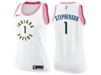 Women Nike Indiana Pacers #1 Lance Stephenson Swingman White/Pink Fashion NBA Jersey