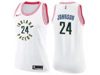 Women Nike Indiana Pacers #24 Alize Johnson Swingman White-Pink Fashion NBA Jersey