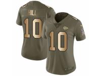 Women Nike Kansas City Chiefs #10 Tyreek Hill Limited Olive/Gold 2017 Salute to Service NFL Jersey