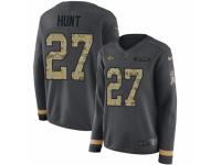 Women Nike Kansas City Chiefs #27 Kareem Hunt Limited Black Salute to Service Therma Long Sleeve NFL Jersey