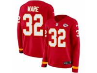 Women Nike Kansas City Chiefs #32 Spencer Ware Limited Red Therma Long Sleeve NFL Jersey