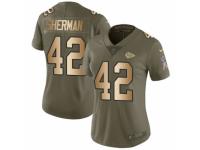 Women Nike Kansas City Chiefs #42 Anthony Sherman Limited Olive/Gold 2017 Salute to Service NFL Jersey