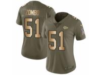 Women Nike Kansas City Chiefs #51 Frank Zombo Limited Olive/Gold 2017 Salute to Service NFL Jersey