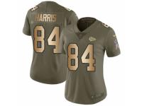 Women Nike Kansas City Chiefs #84 Demetrius Harris Limited Olive/Gold 2017 Salute to Service NFL Jersey