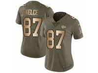 Women Nike Kansas City Chiefs #87 Travis Kelce Limited Olive/Gold 2017 Salute to Service NFL Jersey
