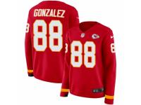 Women Nike Kansas City Chiefs #88 Tony Gonzalez Limited Red Therma Long Sleeve NFL Jersey