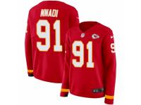 Women Nike Kansas City Chiefs #91 Derrick Nnadi Limited Red Therma Long Sleeve NFL Jersey