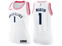 Women Nike Memphis Grizzlies #1 Jarell Martin Swingman White/Pink Fashion NBA Jersey