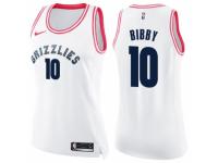 Women Nike Memphis Grizzlies #10 Mike Bibby Swingman White/Pink Fashion NBA Jersey