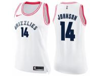 Women Nike Memphis Grizzlies #14 Brice Johnson Swingman White-Pink Fashion NBA Jersey