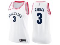 Women Nike Memphis Grizzlies #3 Jevon Carter Swingman White-Pink Fashion NBA Jersey