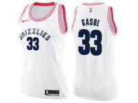 Women Nike Memphis Grizzlies #33 Marc Gasol Swingman White/Pink Fashion NBA Jersey